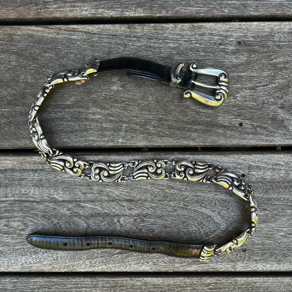 ❌ SOLD ❌ Vintage 1996 Brighton 34” Black Leather and Silver Belt